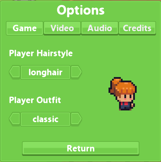 Game options tab